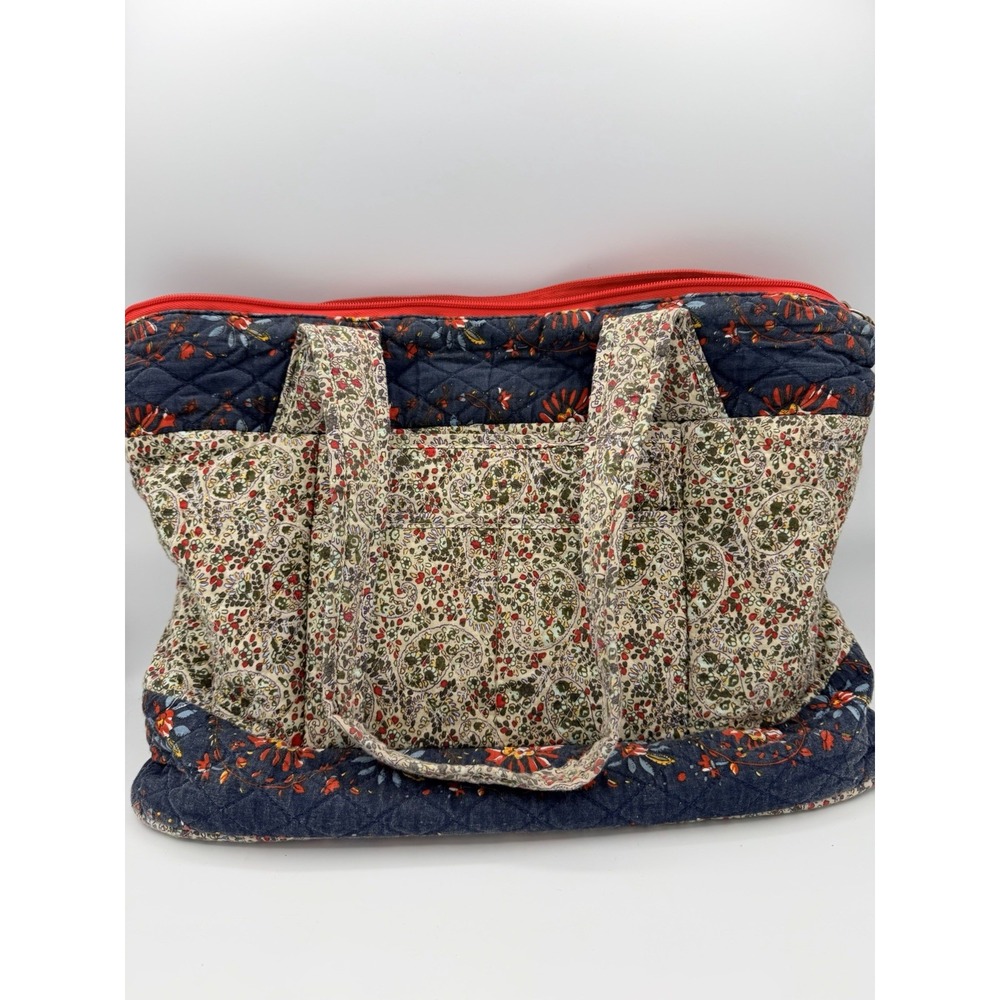 TRAVELON FLORAL QUILTED TRAVEL TOTE BAG CARRYALL  PAISLEY PATTERN